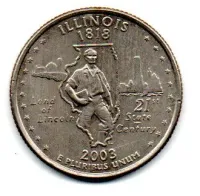Estados Unidos - 2003D - 25 Cents - Illinois- State Quarter Dollar - MBC