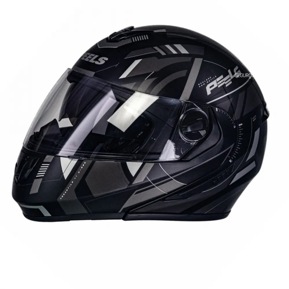 Capacete Peels U-RB2 Dynamic Articulado Preto Fosco Grafite Imagem