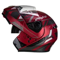 Capacete Peels U-RB2 Dynamic Articulado Vermelho Fosco Grafite - Foto 2