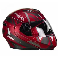 Capacete Peels U-RB2 Dynamic Articulado Vermelho Fosco Grafite - Foto 4