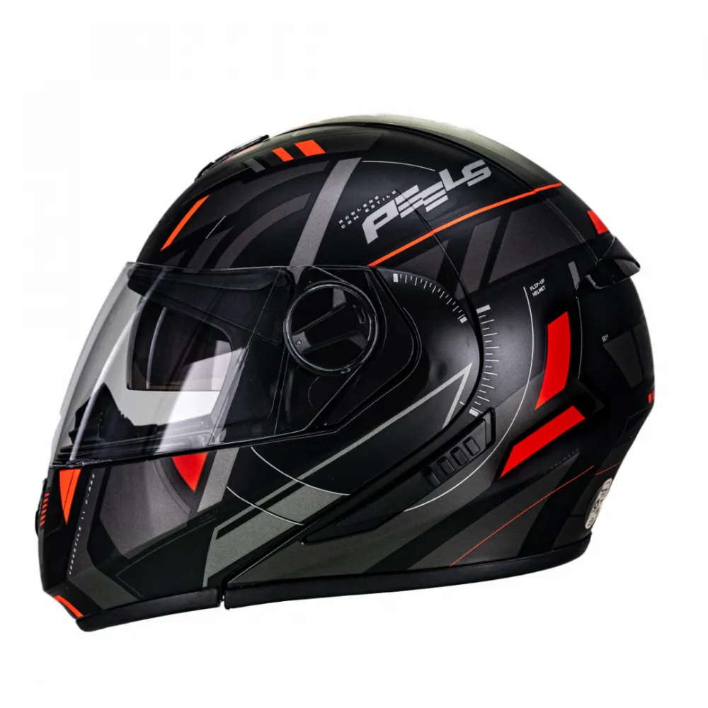 Capacete Peels U-RB2 Dynamic Articulado Preto Fosco Vermelho Imagem