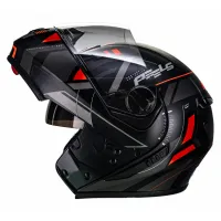 Capacete Peels U-RB2 Dynamic Articulado Preto Fosco Vermelho - Foto 3
