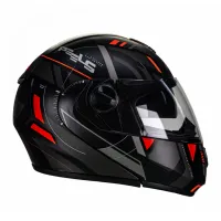 Capacete Peels U-RB2 Dynamic Articulado Preto Fosco Vermelho - Foto 5