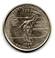 Estados Unidos - 1999P- 25 Cents - Pennsylvania - State Quarter Dollar
