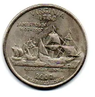 Estados Unidos - 2000D - 25 Cents - Virginia- State Quarter Dollar