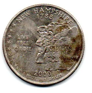 Estados Unidos - 2000D - 25 Cents - New Hampshire - State Quarter Dollar Imagem