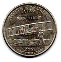 Estados Unidos - 2001P - 25 Cents - North Carolina - State Quarter Dollar