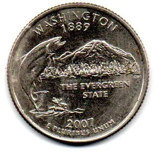 Estados Unidos - 2007D - 25 Cents - Washington - State Quarter Dollar
