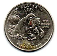 Estados Unidos - 2008D - 25 Cents - Alaska - State Quarter Dollar
