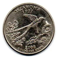 Estados Unidos - 2008D - 25 Cents - Oklahoma - State Quarter Dollar