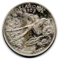 Estados Unidos - 2008D - 25 Cents - Oklahoma - State Quarter Dollar