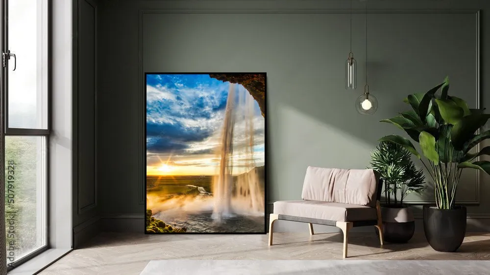 Quadro Cachoeira e ceu azul