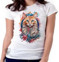 Camiseta Gato e  Flores - Foto 2