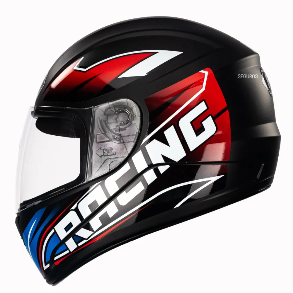Capacete FLY F 9 Racing Preto Fosco Azul Vermelho