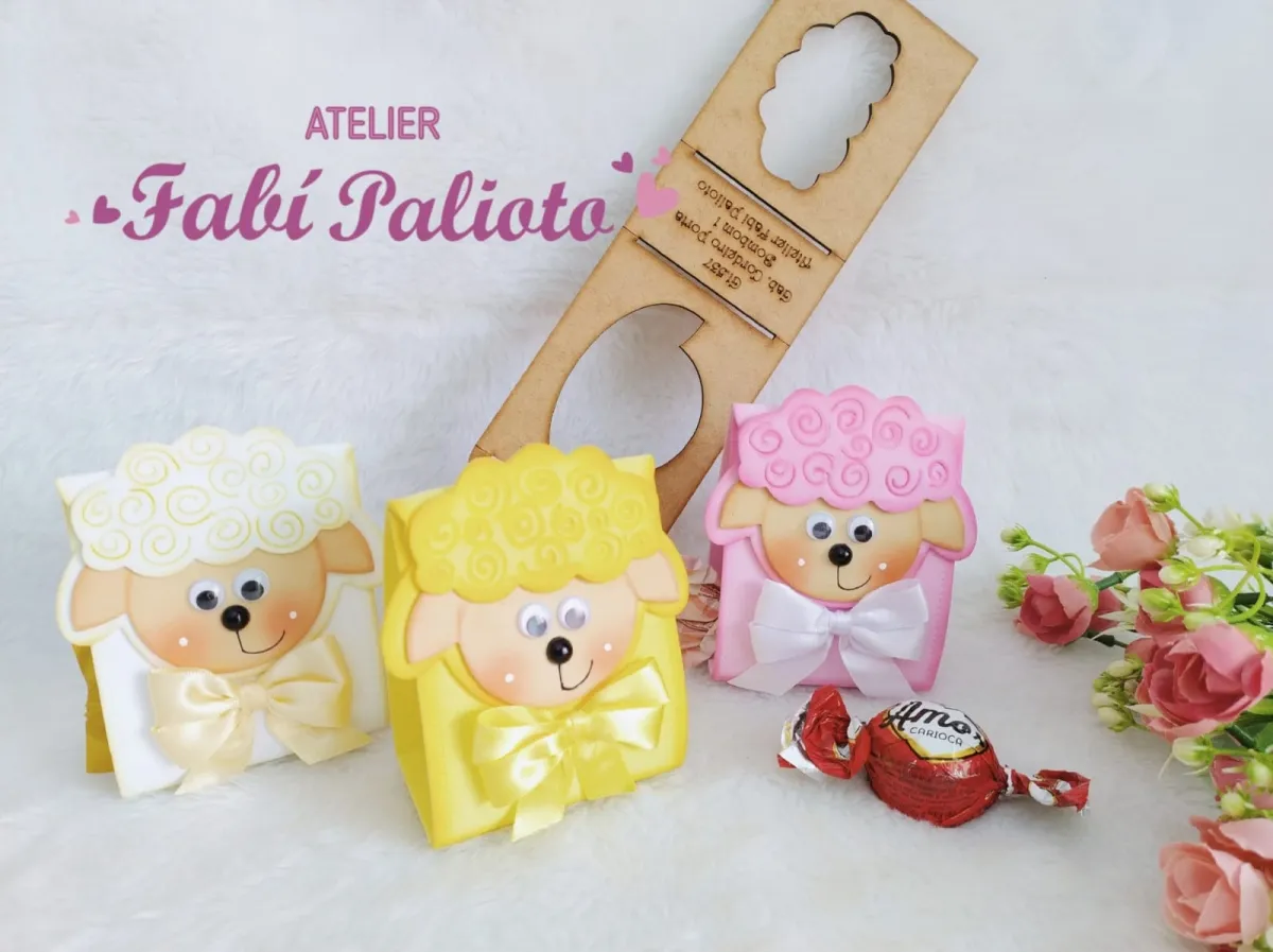 G1.537  Gabarito de Moldes  em MDF  Embalagem Cordeiro Porta Bombom 1 - Coleção Cordeirinho de Jesus Imagem