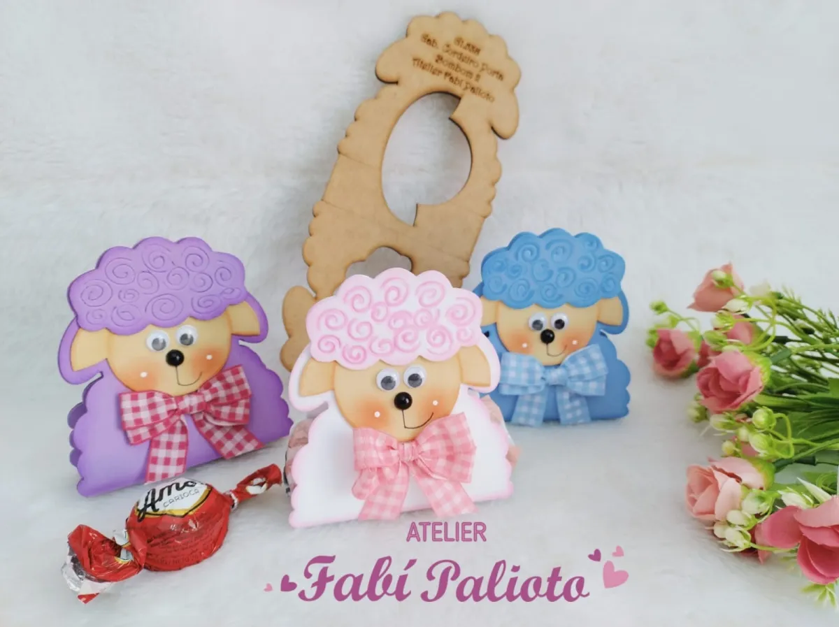 G1.538  Gabarito de Moldes  em MDF  Embalagem Cordeiro Porta Bombom 2 - Coleção Cordeirinho de Jesus