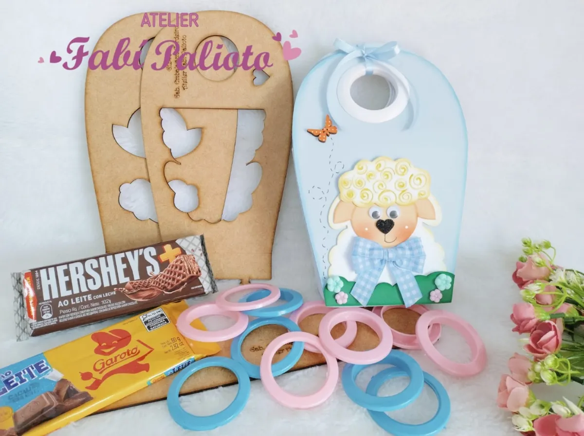 G1.540  Gabarito de Moldes  em MDF  Embalagem Cordeiro  - Coleção Cordeirinho de Jesus