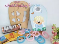 G1.540  Gabarito de Moldes  em MDF  Embalagem Cordeiro  - Coleção Cordeirinho de Jesus