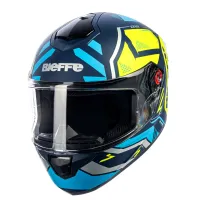 Capacete BIEFFE B 12 - Phanton Azul Fosco Amarelo - Foto 2