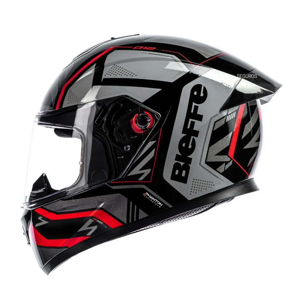 Capacete BIEFFE B 12 - Phanton Preto Grafite Vermelho Imagem