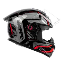 Capacete BIEFFE B 12 - Phanton Preto Grafite Vermelho - Foto 4