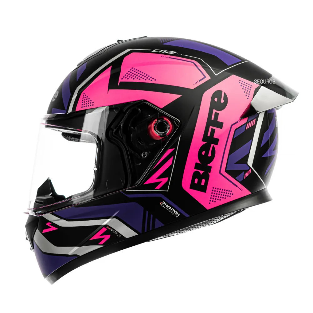 Capacete BIEFFE B 12 - Phanton Preto Fosco Pink