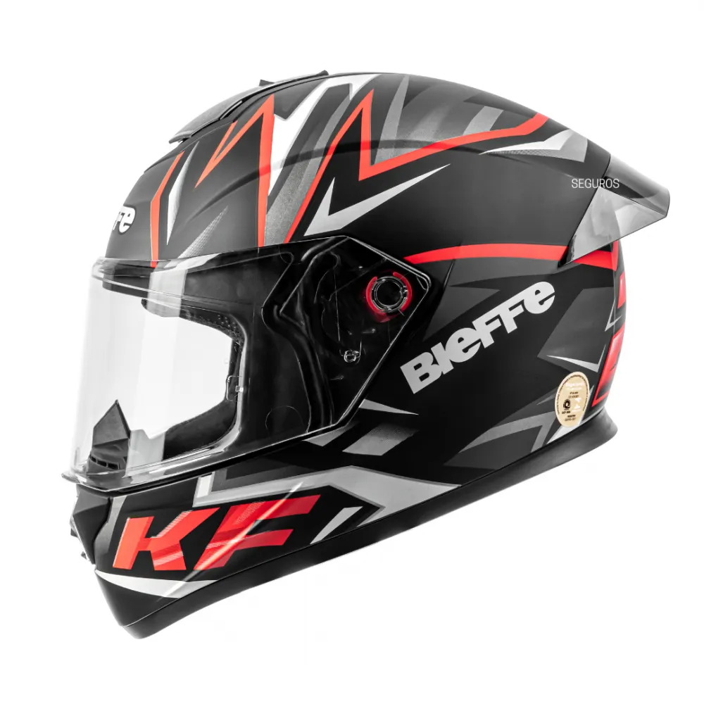 Capacete BIEFFE B 12 - FT Preto Fosco Vermelho Imagem