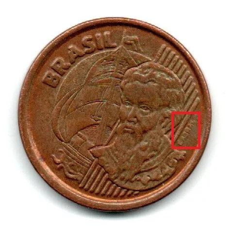 2002 - 1 Centavo - Moeda Brasil - ERRO: Duplicação no "Cabral"