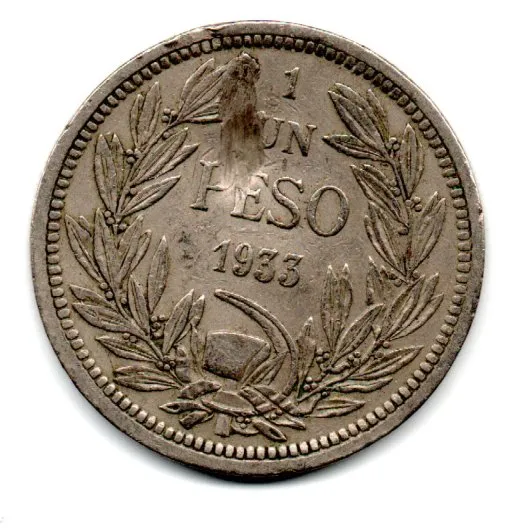 Chile - 1933 - 1 Peso - C/ Dano