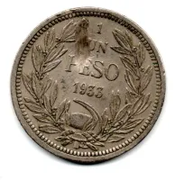 Chile - 1933 - 1 Peso - C/ Dano
