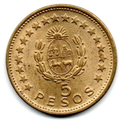 Uruguai - 1965 - 5 Pesos - Estado de Conservação: Soberba (Sob) Imagem