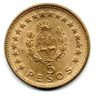 Uruguai - 1965 - 5 Pesos - Estado de Conservação: Soberba (Sob)