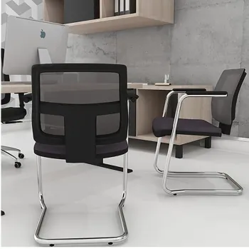 Kit com 2 unidades Cadeira Aproximação Brizza  Tela Estrutura Sky Cromada com Braços - Foto 2