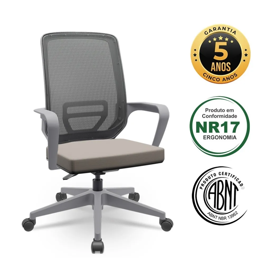 Poltrona Executiva Adrix Grafite Base Piramidal