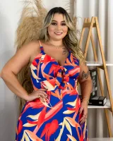 Vestido Midi Diva's Voga Estampado Azul - Foto 4