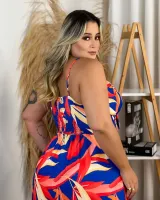 Vestido Midi Diva's Voga Estampado Azul - Foto 5