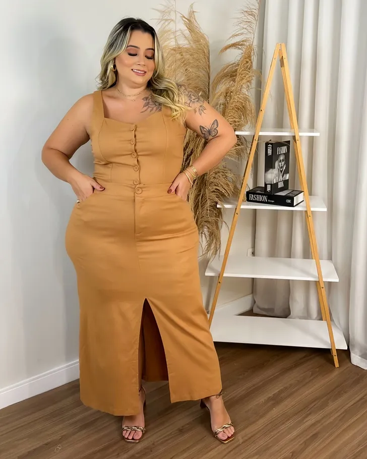 Conjunto Cropped Saia Midi Linho Diva