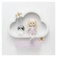 Boneca com Pet e Flor - Nuvem G Branca - Porta Maternidade