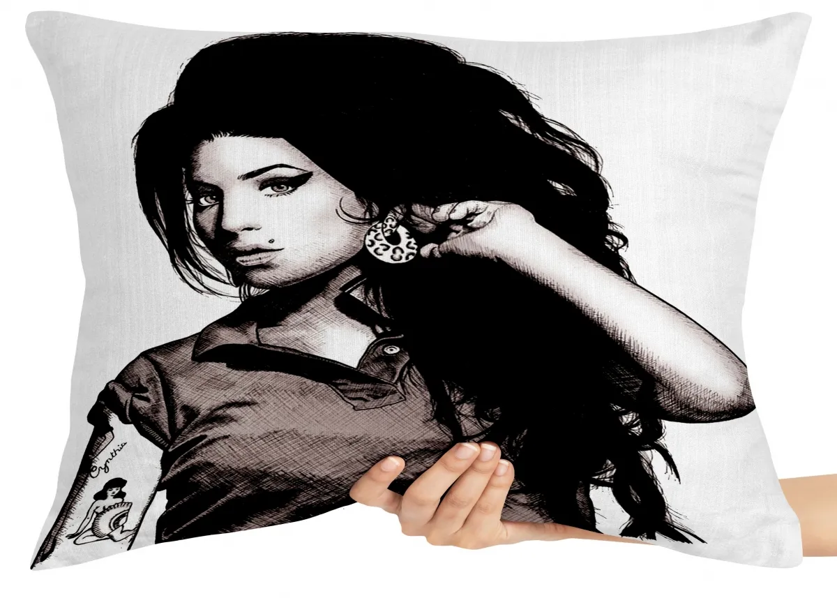 Capa de Almofada ou Travesseiro Amy Winehouse Desenho rock