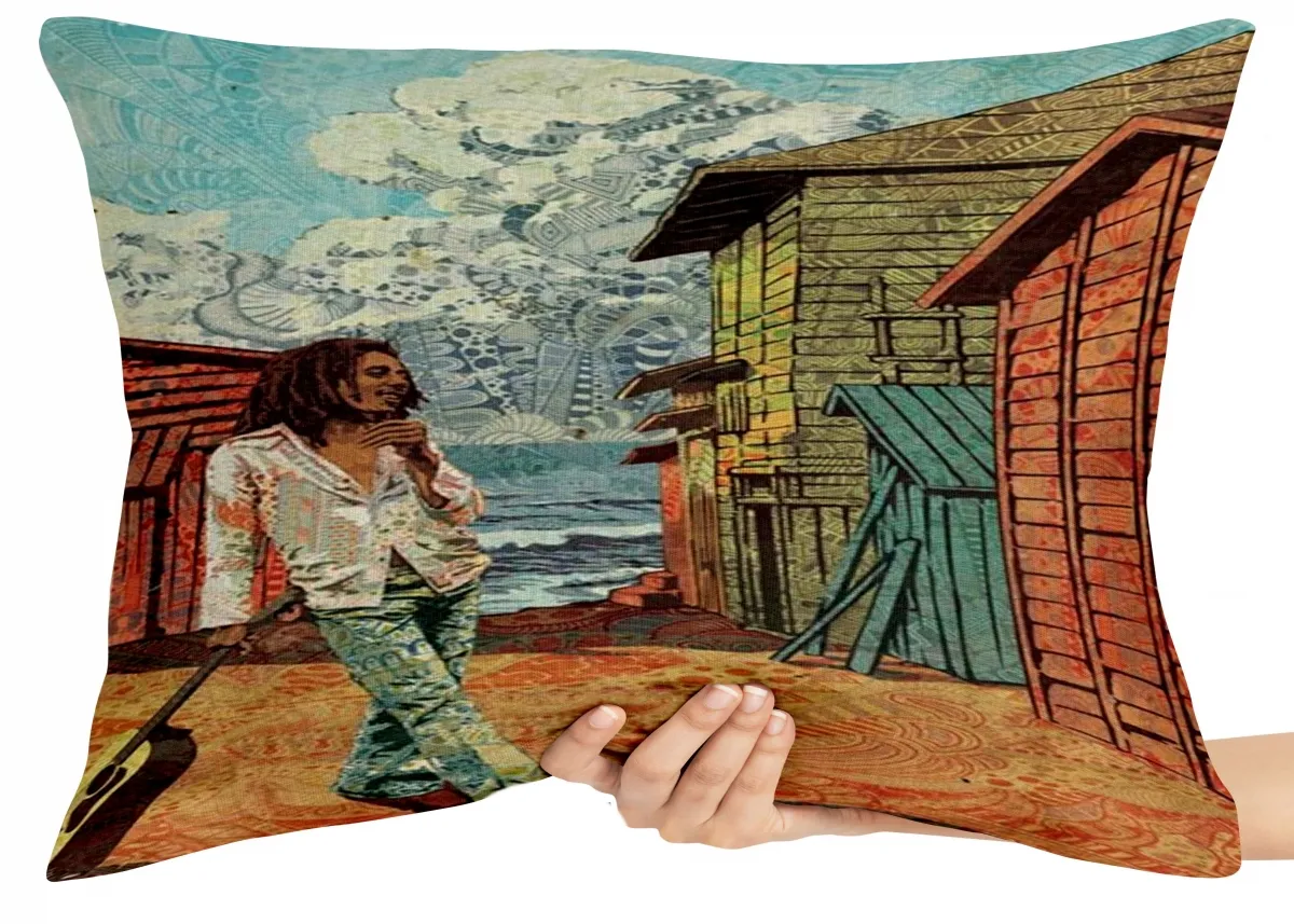 Capa de Almofada ou Travesseiro bob marley jamaica violão