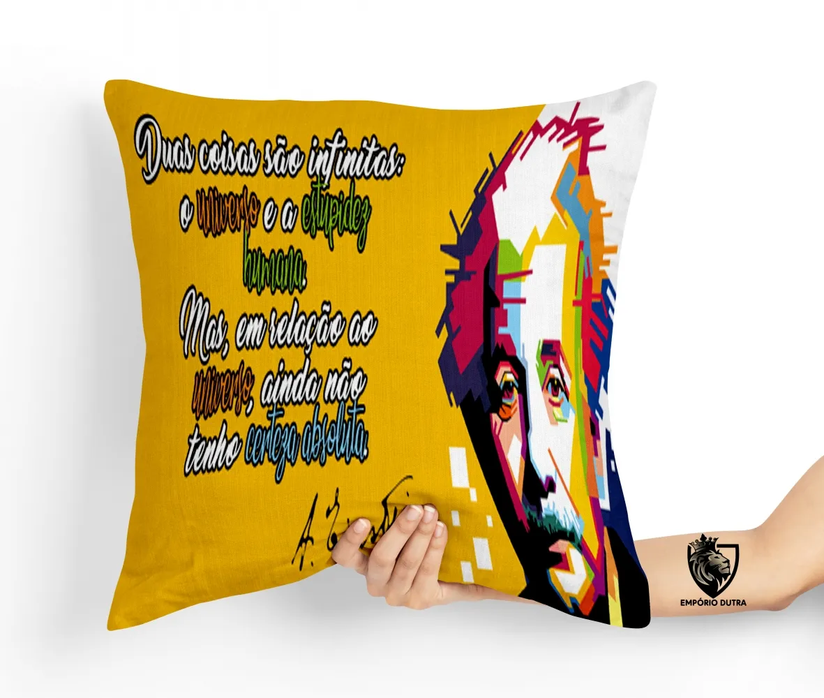 Capa de Almofada ou Travesseiro Albert Einstein estupidez humana Imagem