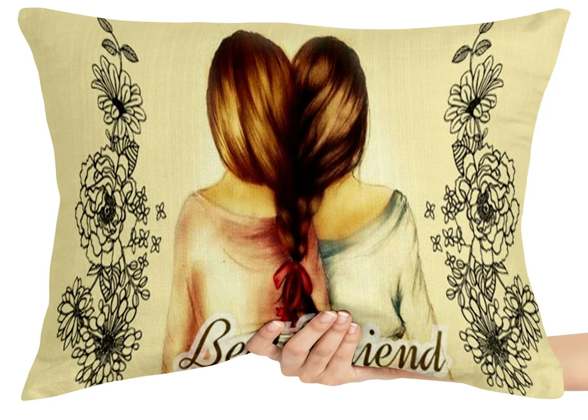 Capa de Almofada ou Travesseiro Best friends meninas amigas amizades Imagem