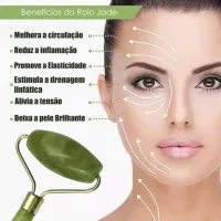 Rolo Massageador Facial Pedra de Jade - Verde - Foto 2