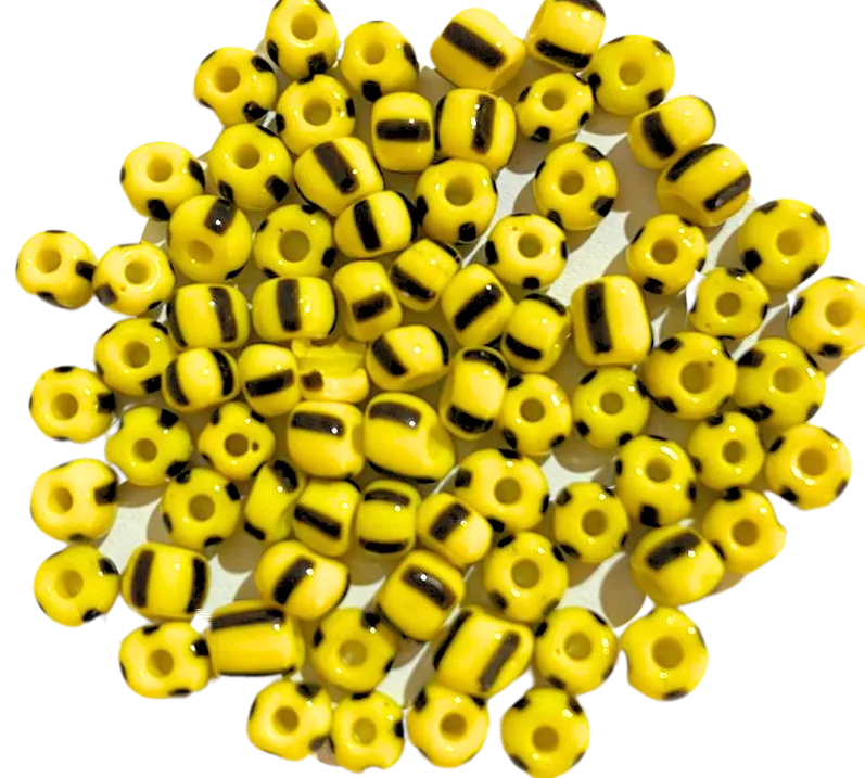 Missanga de vidro  Amarelo com preto 6/0  - 4mm Imagem