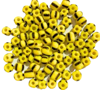 Missanga de vidro  Amarelo com preto 6/0  - 4mm