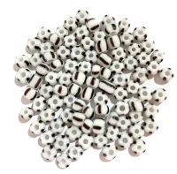 Missanga de vidro Branco com preto 6/0  - 4mm