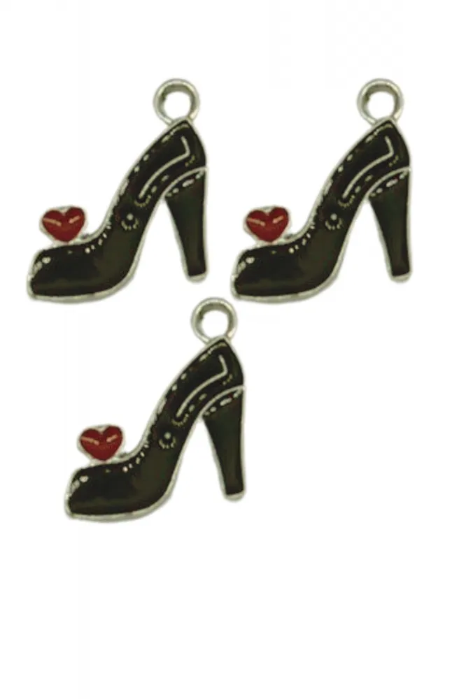 Pingente resinado  salto Preto vermelho Imagem