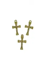 Pingente Cruz Traços Reto dourado com strass 