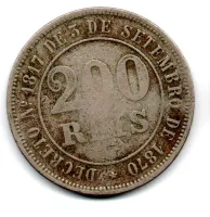 1871 - 200 Réis - Moeda Brasil Império - Foto 2