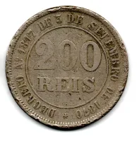 1871 - 200 Réis - Moeda Brasil Império - Foto 2